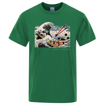 Derliaus Japan Ukiyo-E Banga Marškinėliai Vyrams Trumpomis Rankovėmis O-Kaklo T-Shirt Cool Vasaros Medvilnės Aukštos Kokybės Harajuku Viršuje Tees