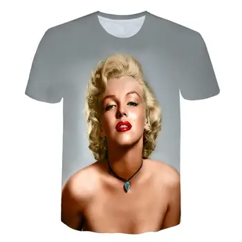 Vasarą Moterys Ir Vyrai 3D Marilyn Monroe Juoda Ir Balta Avataras Spausdinti Marškinėliai Atsitiktinis Mados Motociklo Punk Stiliaus vyriški Drabužiai