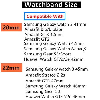 22mm 20mm žiūrėti dirželis Samsung Galaxy žiūrėti 3 45mm 46mm aktyvios 2 40mm Amazfit 2e/GTS2 Mini/VTR 42mm/47mm GTS/2/Pvp Apyrankė