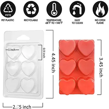 50PCS Aromaterapija Žvakės Tortas Šokolado Pelėsių PVC Plastikinis lapelis Pakuotės Dėžutė Skaidri 6 Širdis 
