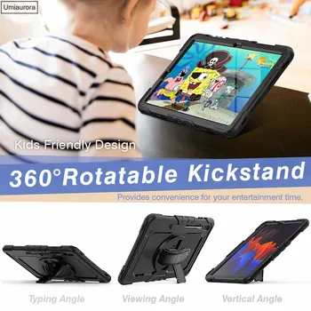 360 Sukimosi Dirželis Atramą Vaikai Tablet Case for Samsung Galaxy Tab S7 Plius 12.4