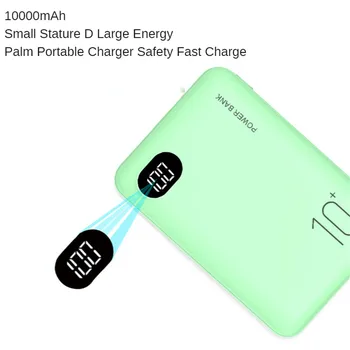 Mini mobilusis galia 10000 mA mobiliojo telefono nešiojamų baterijų kroviklis LED greitas įkroviklis Xiaomi išorės mobiliojo baterija Poverbank