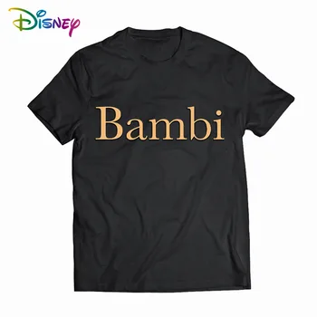 Disney Mielas Porų Unisex Moterys T-shirt Mielas Gelsvai Bambi Animacinių filmų Laiškas Spausdinti Medvilnė Tee Trumpas Rankovės Viršuje, 9 Spalva