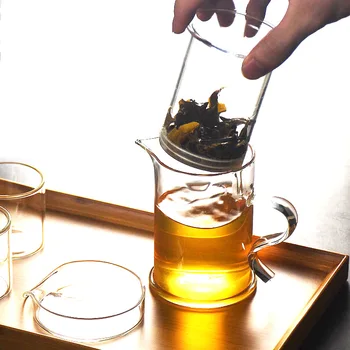 300ml kūrybos stiklo arbatos gamintojas Kinų stiliaus filtras arbatos puodelis su rankena dangčio stiklas arbatos rinkinys puodelis Arbatos rinkinys