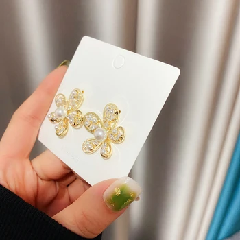 JUWANG Derliaus Gėlių Stiliaus Moterų Auskarai 14 K tikro Aukso Užpildytas Stud Auskarai, Auskarų Prabanga Fine Jewelry Pendientes Mujer