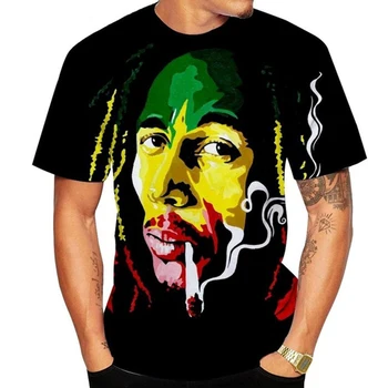 Naujas Mados Bob Marley Cool Dizaino 3D Atspausdintas T-shirt Vyrai Ir Moterys Geros Kokybės Viršūnes Atsitiktinis Marškinėliai Camiseta