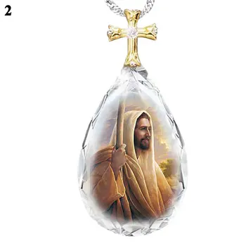 Mergelės Marijos Motina Kūdikį Stiklo Pakabukas Jėzaus Kristaus Krikščionių Papuošalai Jėzus Aliejaus Tapybai Karoliai Dovana Vyrams Moterims