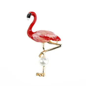 Derliaus Ranka-Dažytos Pink Flamingo Sagė Mada Imituoti Pearl Paukščių Šalikas Smeigtukai Moterims
