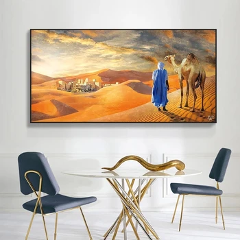Rytų Tuareg Drobės Tapybos Keliautojas Dykumoje Plakatas ir Spausdinimo Sienos Meno Nuotrauką Kambarį Sienų Apdailai Cuadros