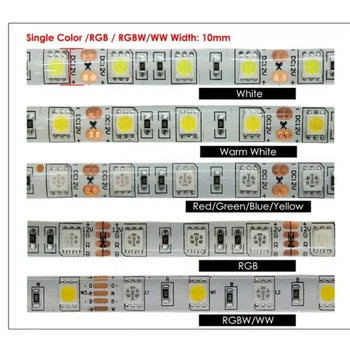 5050 RGB LED Juosta atspari Vandeniui 5M 300LED DC 12V 24V BMT RGBCCT RGBW RGBWW BALTA ŠILTAI BALTA Fita LED Šviesos Juostelės, 5m Lankstus