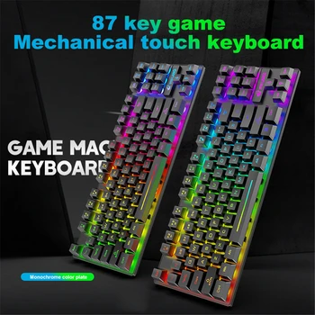 Kietas ir Mados Septynių spalvų Klaviatūra su foniniu Apšvietimu K16 87 Klavišus 12 Multimedijos Klavišus Kompiuterio/Nešiojamas Žaidimų
