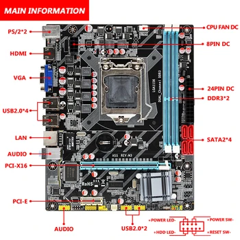 H55 Plokštė LGA 1156 Palaiko DDR3 16G RAM ir Intel I3/I5/I7 CPU PCI-Express USB2.0 Uostų Mainboard Pagrindinė Plokštė H55 P3