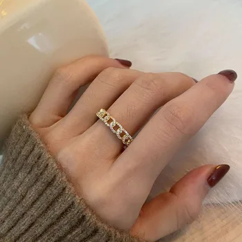 Aukštos Kokybės Cirkonis Grandinės Žiedas Juvelyriniai Dirbiniai Moterų Prabangus Elegantiškas Paprasta Asmenybė Korėjos Ponios Piršto Žiedai, Papuošalai Dovana