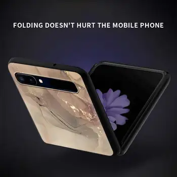 Prabangaus Marmuro PC Case for Samsung Z Apversti Kieto Plastiko Išmaniųjų Telefonų Maišelį Galaxy Z Apversti 5G Lankstymo Skaldymo Padengti Coque 