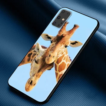 Ryškiai Juodas Dangtelis Žirafos Mielas Gyvūnų Samsung S20 Ultra Plus A91 A81 A71 A51 A41 A21 A31 A21S A11 5G Telefono dėklas