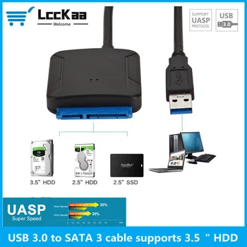 LccKaa USB 3.0 Prie SATA 3 Kabelis Sata Į USB Adapteris Konvertuoti Laidai palaiko 2.5/3.5 Colio Išorinis SSD HDD Kietojo Disko Adapteris