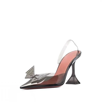 Moterų sandalai pasakų stiliaus 2021 naujas stiletto grynoji raudonųjų kalnų krištolas drugelis nurodė, skaidrius aukštakulnius 7CM ir 10CM