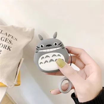 Mielas 3D Dangtelis Apple Airpods 1 2 Atveju Minkšto Silikono Ausinių Atveju Totoro 
