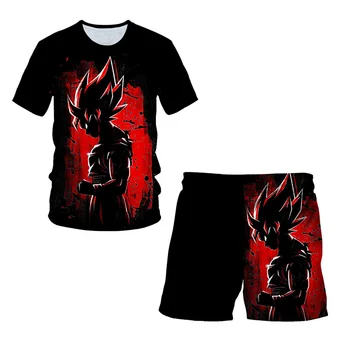 Naujas Mados Vedžitas Tshirts Kelnes Rinkiniai Dragon-Ball Marškinėliai Vaikams Drabužių Japonijos Anime Berniukų Drabužiai Kelnės Vaikams Drabužių Rinkiniai