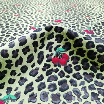 143 * 50cm Europos ir Amerikos Pavasarį Madinga Leopardas Spausdinti Vyšnių Žakardo Tekstūros Suknelė, Švarkelis Tiktų Mados Audinio
