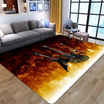 Kūrybos gitara spausdinti kilimą kambarį kavos staliukas namų dekoro neslidus didelis plotas kilimas miegamojo lovos vaikų kambario grindų kilimėlis
