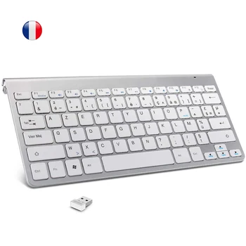 2.4 G prancūzijos Belaidė Klaviatūra Ultra Slim klaviatūra AZERTY Išdėstymas Multimedia Keyboard Mažai Triukšmo Nešiojamas 