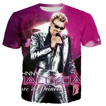 Johnny Hallyday 3D Atspausdintas T-shirt Moterims/vyrams Vasaros Mados Trumpas Rankovės Cool T-shirt Atsitiktinis Streetwear Negabaritinių Tee Viršūnės