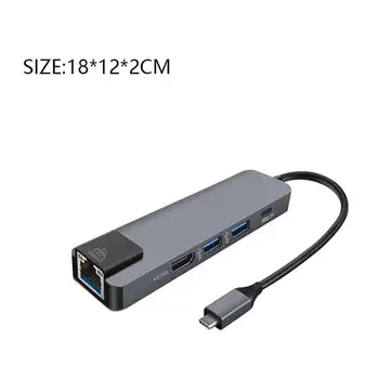 5 in 1 USB Tipo C Hub HDMI suderinamus 4K USB C Hub su Gigabit Ethernet Rj45 Lan Adapteris, skirtas 