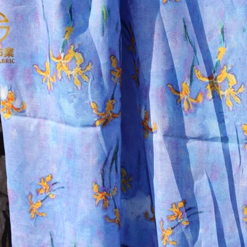 Monet Violetinė Klasikinė Aukštos Kokybės Natūralios Ramės (kiniškosios dilgėlės) Audiniai Spausdinti Audinio Suknelės Skraiste Vasaros Plonas 