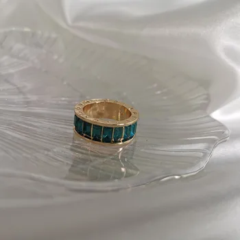 Naujas 2021 Prabangių Mados Žiedas Šviesiai Mėlyna Žalia Cirkonis Rose Aukso Spalvos Žiedų Moterų Žmogus Boho Papuošalai
