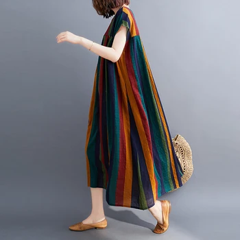 Trumpas rankovės medvilnės skalbiniai derliaus juostele gėlių suknelės moterims atsitiktinis palaidų ilgai moteris, vasaros suknelė elegantiškas drabužius 2021