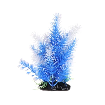 Akvariumo Augalai, Dirbtinės Mėlyna Gėlė, Žolė Su Pagrindo Žuvų Bakas Ornamentu Dekoras