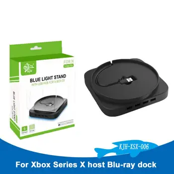 Žaidimų Konsolės Priedai Vertikalus Stovas Žaidimų Valdikliai Lentyna Xbox Serijos X Su 4 Prievadų USB 2.0 Hub Mėlyna Šviesa Lopšys Bazės