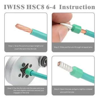 IWISS HSC8 6-4A Reketas Užspaudimo Tiekėjas Vertus Crimper Įrankiai Fiksavimo Intervalas 0.25-6.0mm2 (24-10 AWG) užspaudimo toos