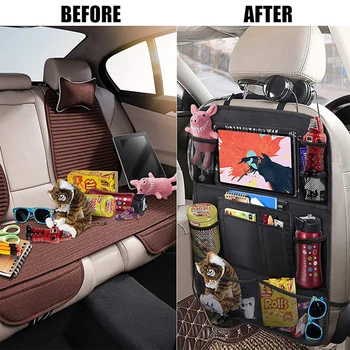 Car Organizer Back Seat Storage Bag Phone Pouch Car Styling Car Seat Space Saver Multi-Pocket Organizer for Books Tablet Drinks