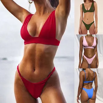 2021 Naujas Kietas Seksualus Bikini Maudymosi Kostiumėlis Moterims Bikini Komplektas Push Up Brazilijos Maudymosi Kostiumėliai, Moterų Vasaros Paplūdimio Drabužiai Plaukimo Maudymosi Kostiumai