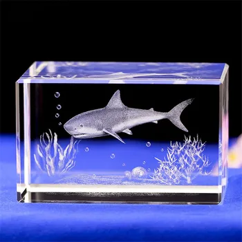 Crystal 3D Raižyti Gyvūnų Ryklys Amatų Stiklo Papuošalai Figūrėlės Vestuves Dovanos, Namų Dekoro