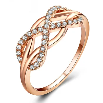 Octbyna Paprasta Šviečia CZ Geometrinio Stiliaus Bauda Žiedus Moterims ir Meilužio Dovana Rose Aukso Sidabro Spalvos Sužadėtuvių Žiedas, Vestuvių