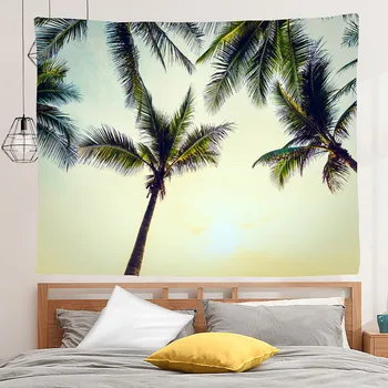 Atogrąžų Palmių Sienos Kabo Gobelenas Gamtos Meno Paplūdimys Mesti Antklodę Iškylą, Mat Dekoracija Namuose Pritaikyti Modelis
