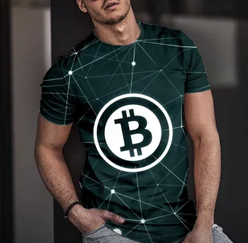 2021 Spalva Bitcoin T-Shirt Vyrams Vasaros 3D Atspausdintas T-Shirt Apvalus Apykaklės Patogus, Kvėpuojantis Atsitiktinis Marškinėliai 110-6XL