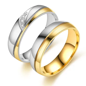 2021 titano plieno, nerūdijančio plieno pora žiedas vestuvinis žiedas inkrustacijos su cirkono