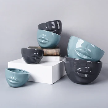 Keramikos Lūpų Formos Sodinamoji Bonsai Gėlių Vazonai, Mini Augalų Puodą Baseinas, Mini Vaza Bonsai Amatų Vazoninių Darbalaukio Dekoro 2021