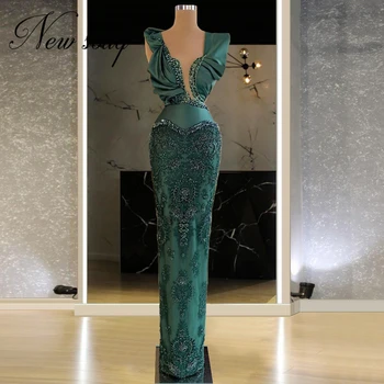 Duobute V-NeckEvening Suknelės Saudo Arabų Vakaro Drabužiai Pritaikyti Artimųjų Rytų Dubajus Šalis Suknelė Prom Chalatai 2021 Chalatas De Soiree