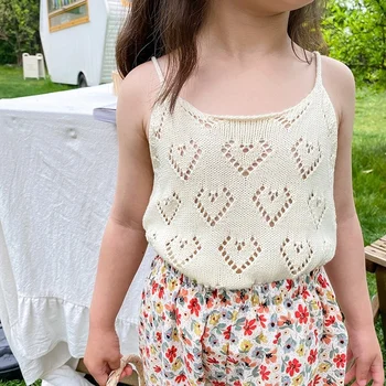 2021 m. Vasarą Naujų korėjos stiliaus Kūdikių Mergaičių Tuščiaviduriai iš Princesė Suspender T marškinėliai Medvilnės Prarasti Kvėpuojantis Rankovių Viršūnes