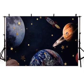 Mehofond Fotografijos Fone Kosmoso Raketų Visatos, Planetos, Galaktikos, Žvaigždžių Vaikai, Berniukai Brithday Šalis Fonas Foto Studija Rekvizitai