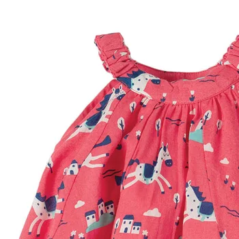 Vaikai Frocks 2021 Naujas Vasaros Kūdikių Mergaičių Drabužių Prekės ženklo Suknelė Bamblys Medvilnės Arklių Spausdinti Raudonos Suknelės Vaikams 2-7 Metų