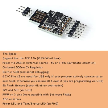 Digispark Kickstarter ATTINY85 už Arduino Bendrojo Micro USB Plėtros Taryba