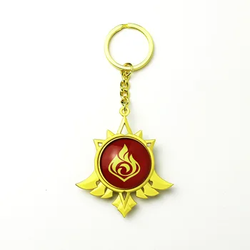 Genshin Poveikio Akių Dievo Key Chain Cosplay Vizija Ženklelis Elementas, Raktų Žiedas Metalo Išgalvotas Dovanų Dviejų Pusių Naktį Žibintai