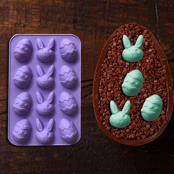 Mielas Easter Bunny Silikono Kiaušiniai Šokoladinis Pyragas Muilo Pelėsių Kepimo Ledo Lovelio Formos Kepimo Apvalios Formos Jello Desertas Ledo Juodžemio Pardavimas