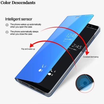 Smart Veidrodis Atveju, Huawei P Smart 2019 (6.2.) Dangtelį, Apversti Magnetinių Odinis Telefono dėklas Fundas PSmart2019 PSmart-2019